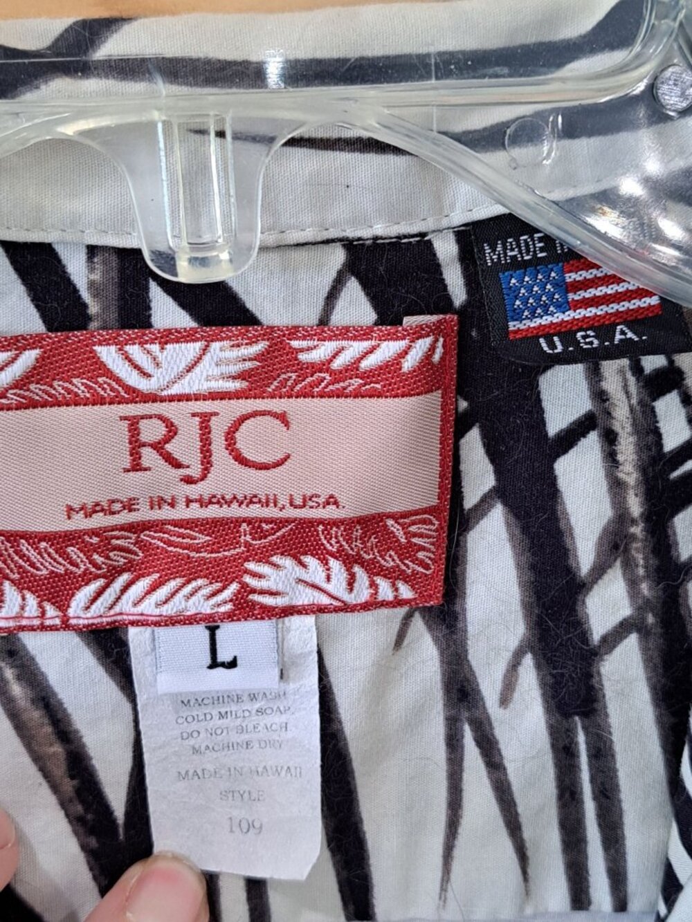 Rjc Hawaiian Shirt Palm Tree Cotton Button Front Short Sleeve Mens L Hawaii - Picture 2 of 12